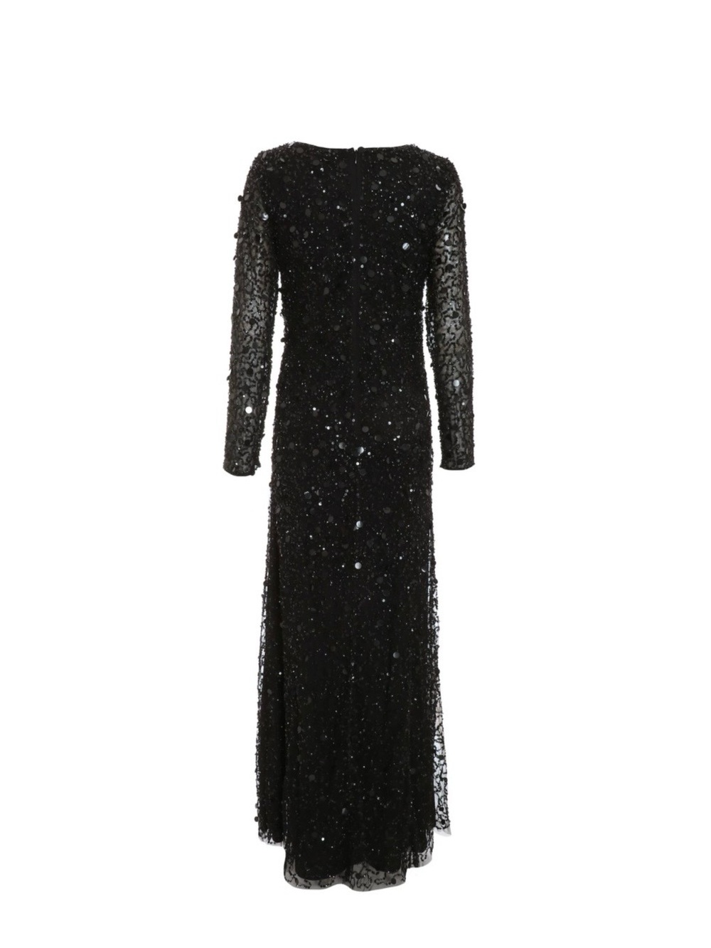 Black Sequin Long-Sleeve Evening Dress